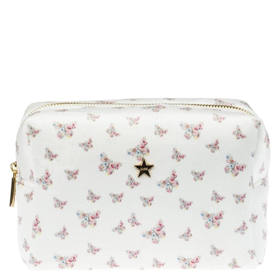 DARK Velvet Square Meikkipussi Pieni Off White Perhoskuvio