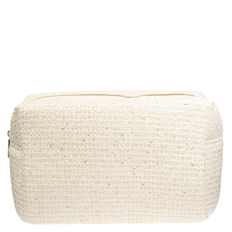 DARK Tweed Make-Up Pouch Large – Off White With Gold