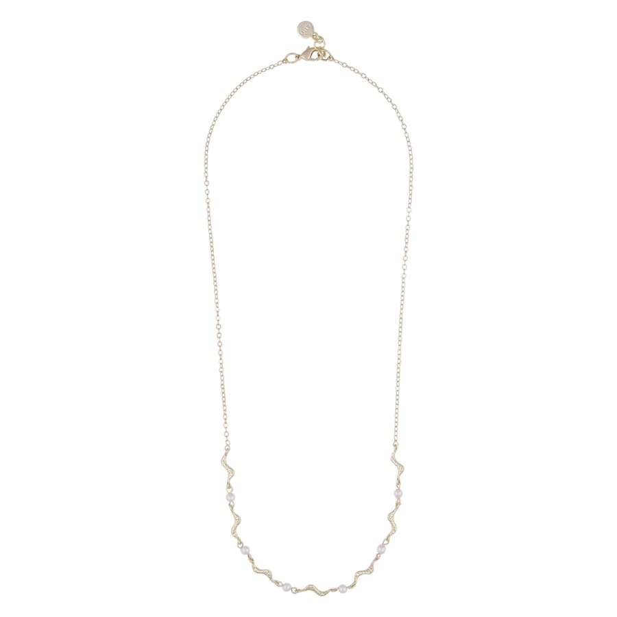Snö Of Sweden Line Pearl Necklace Gold/White 42cm