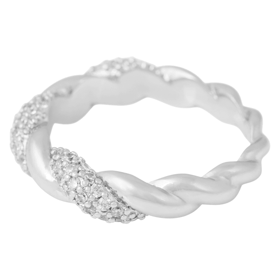 Snö Of Sweden Twist Ring Clear Large Silver