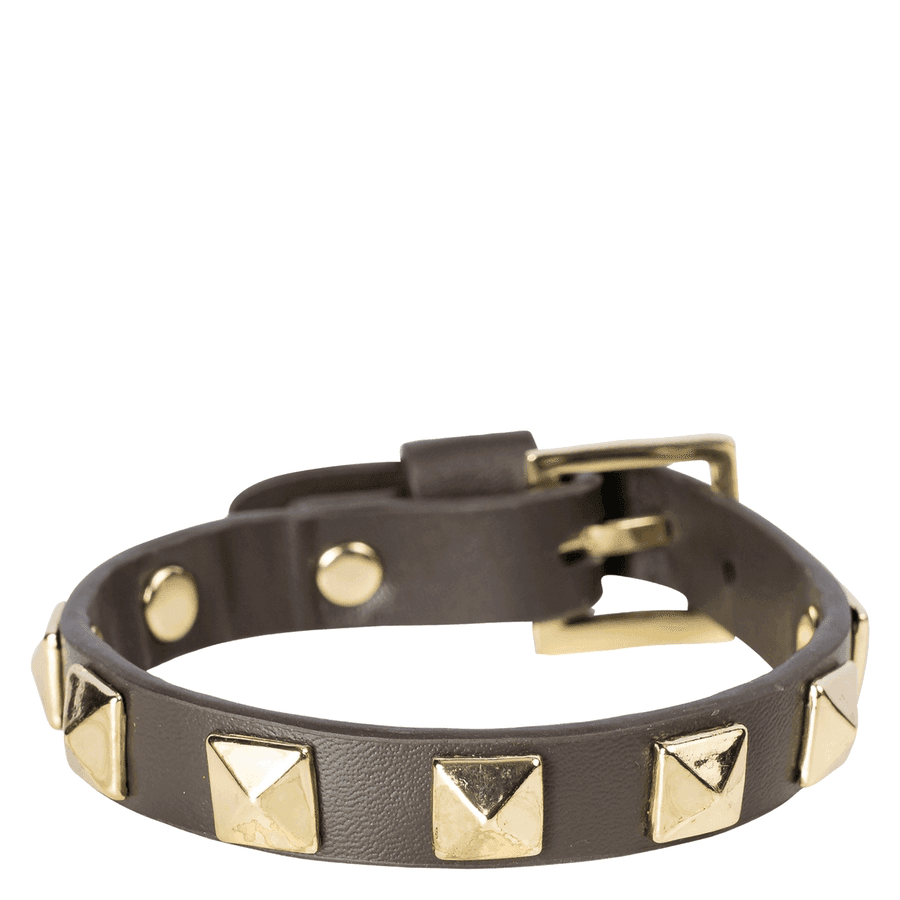 DARK Leather Stud Bracelet Chocolate Brown