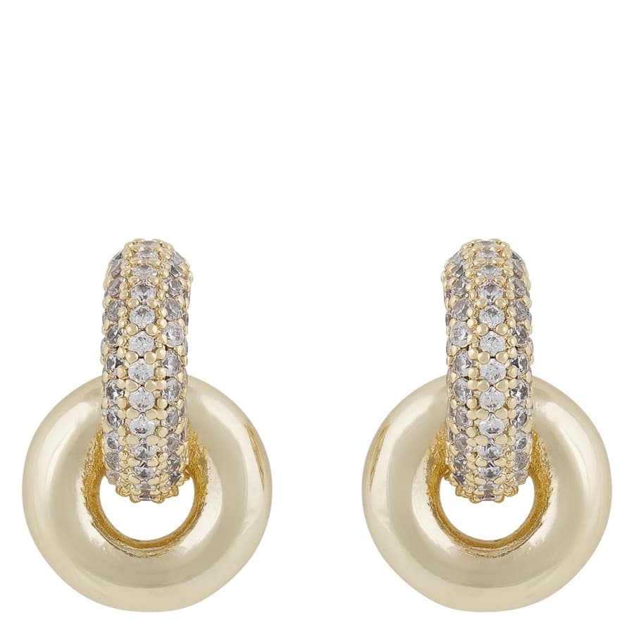 Snö of Sweden Liz Double Ring Crystal Pin Ear Gold Clear Onesize