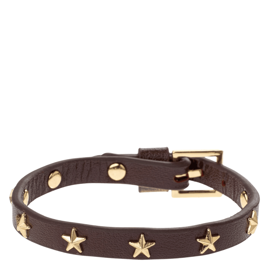 DARK Leather Star Stud Bracelet Mini Maroon