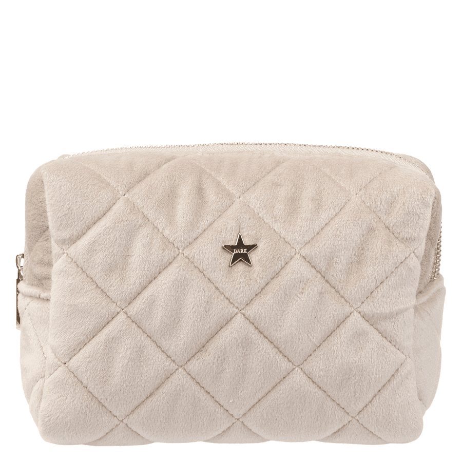 DARK Velvet Square Quilted Make-Up Pouch Small Dark Sand