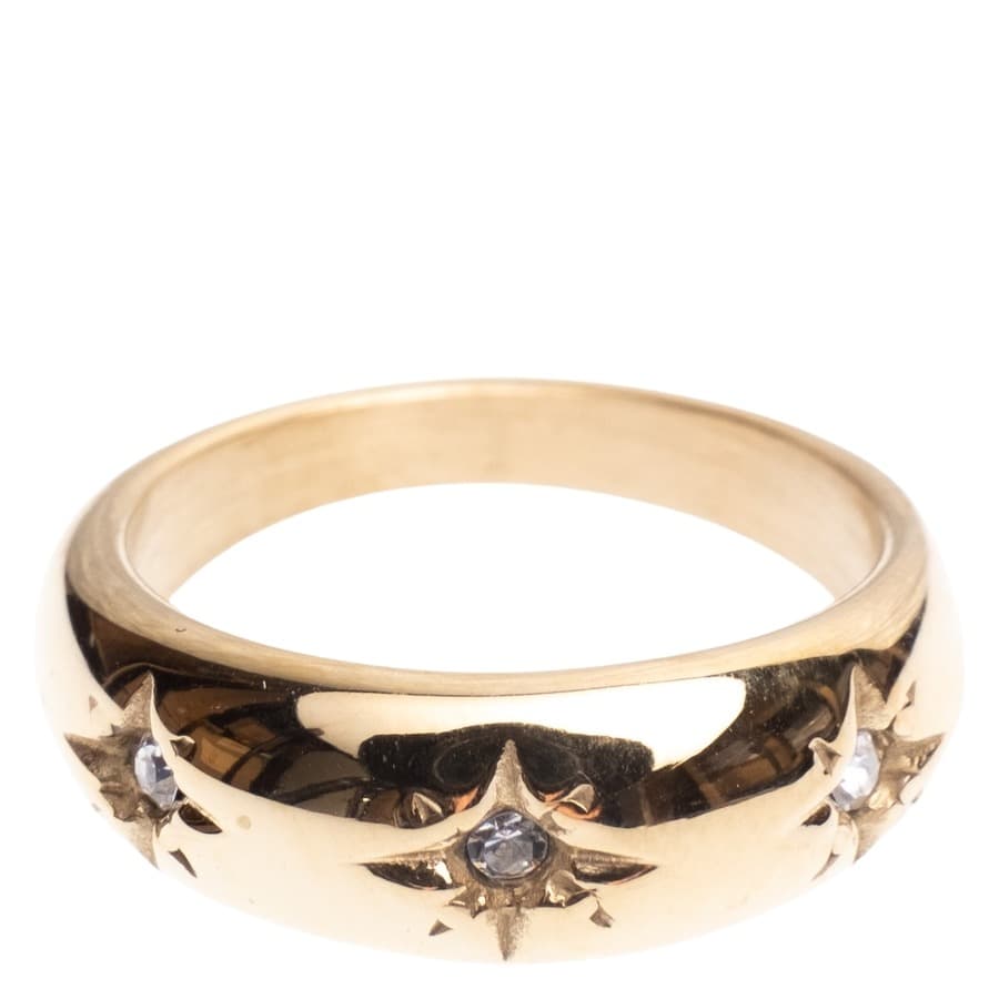 DARK Chunky Star Ring With Crystals Gold Koko 3