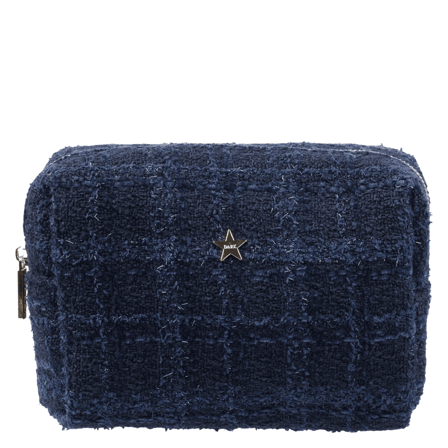 DARK Tweed Make-Up Pouch Small Dark Navy Blue