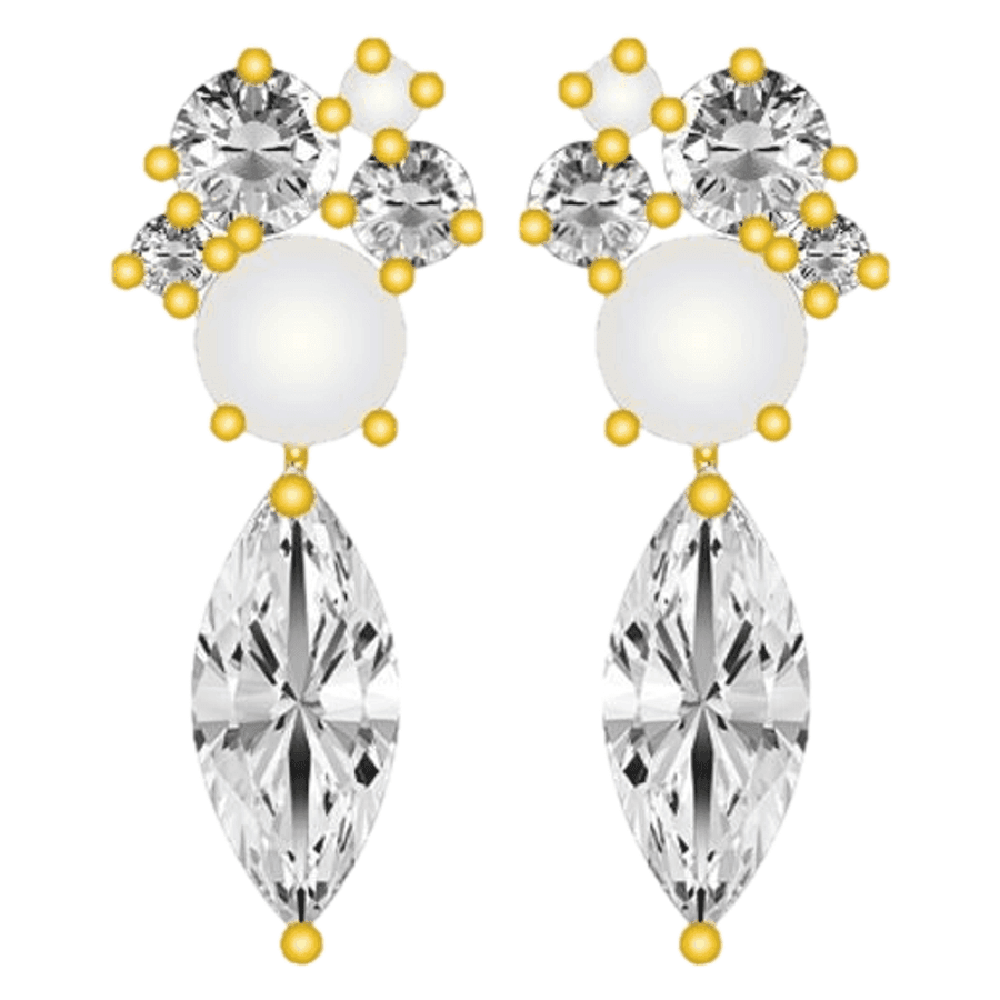 Snö Of Sweden Noctelle Pendant Ear Gold & White Mix Onesize