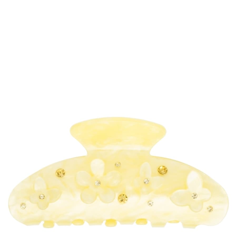 DARK Flower & Butterfly Hair Claw ─ Pale Yellow