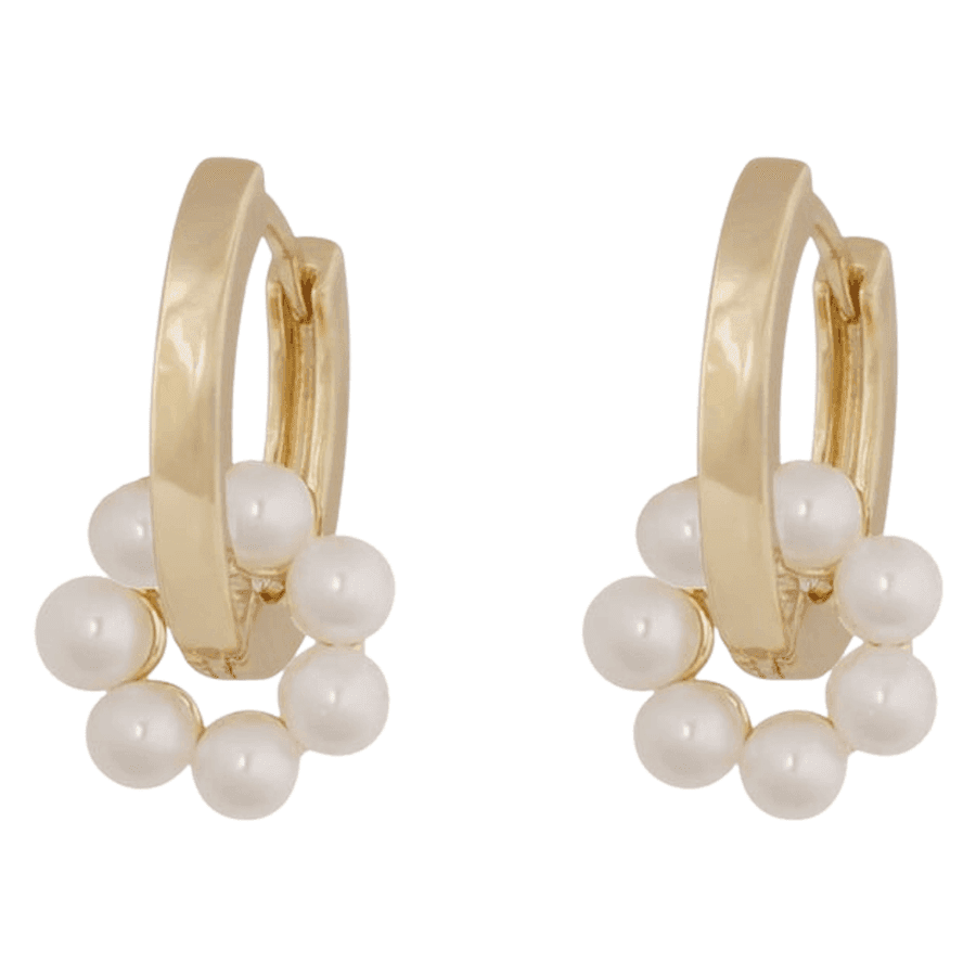 Snö of Sweden Eira Pearl Circle Ring Ear Gold and White Onesize