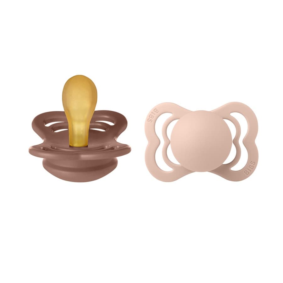 BIBS Pacifier Supreme Latex Size 1 2 kpl – Woodchuck/Blush