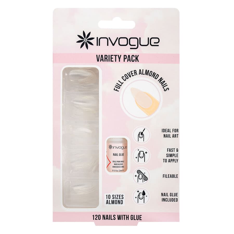 Invogue Full Cover Almond Nails 120 kpl