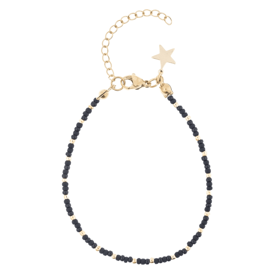 DARK Glass Bead Bracelet Black Mix 2mm