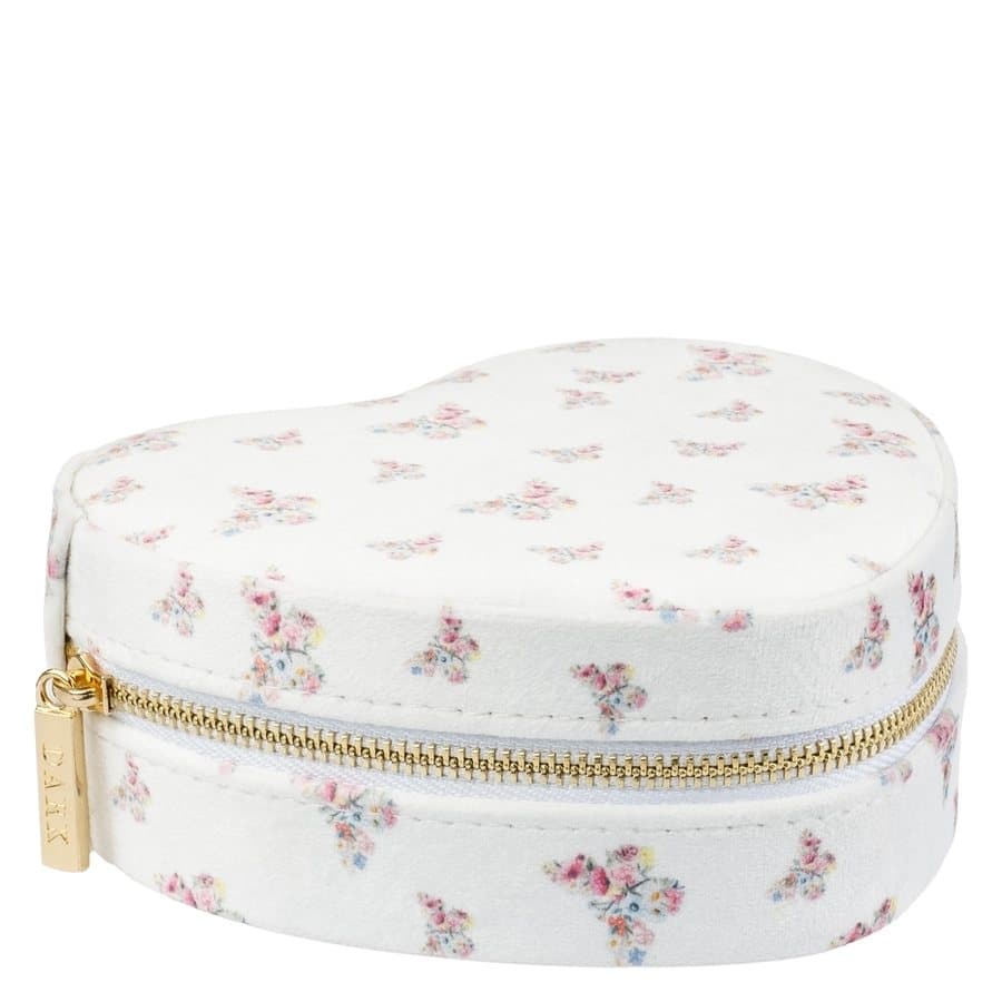DARK Velvet Heart Jewellery Box Off White Butterfly Pattern