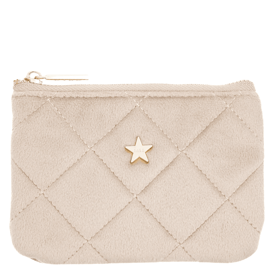 DARK Velvet Quilted Mini Pouch Dark Sand