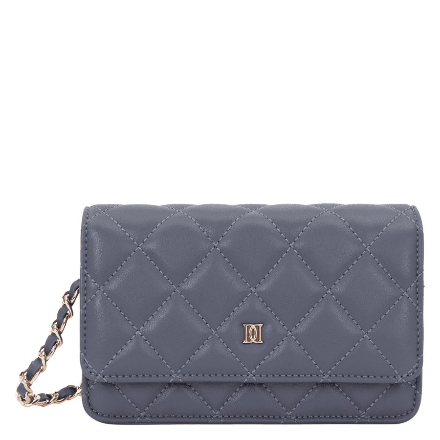 DARK Leather Quilted Mini Bag Steel Blue