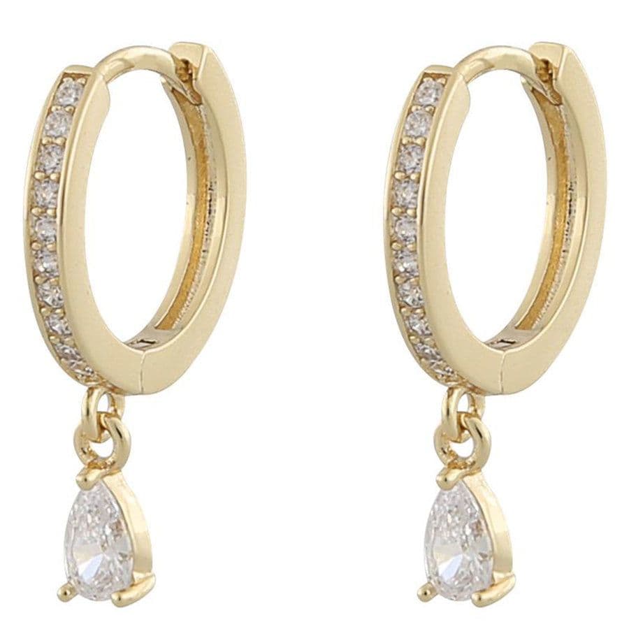 Snö Of Sweden Camille Drop Ring Earring ─ Gold/Clear