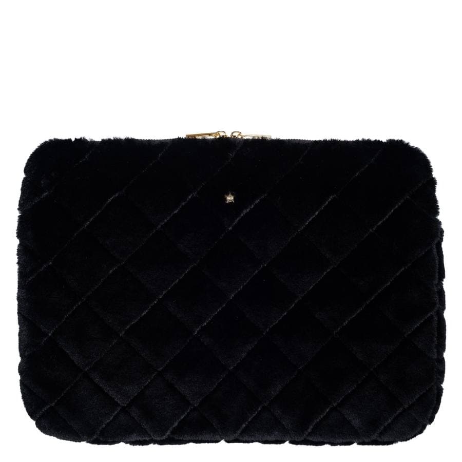 DARK Faux Fur Quilted Mac Cover Black