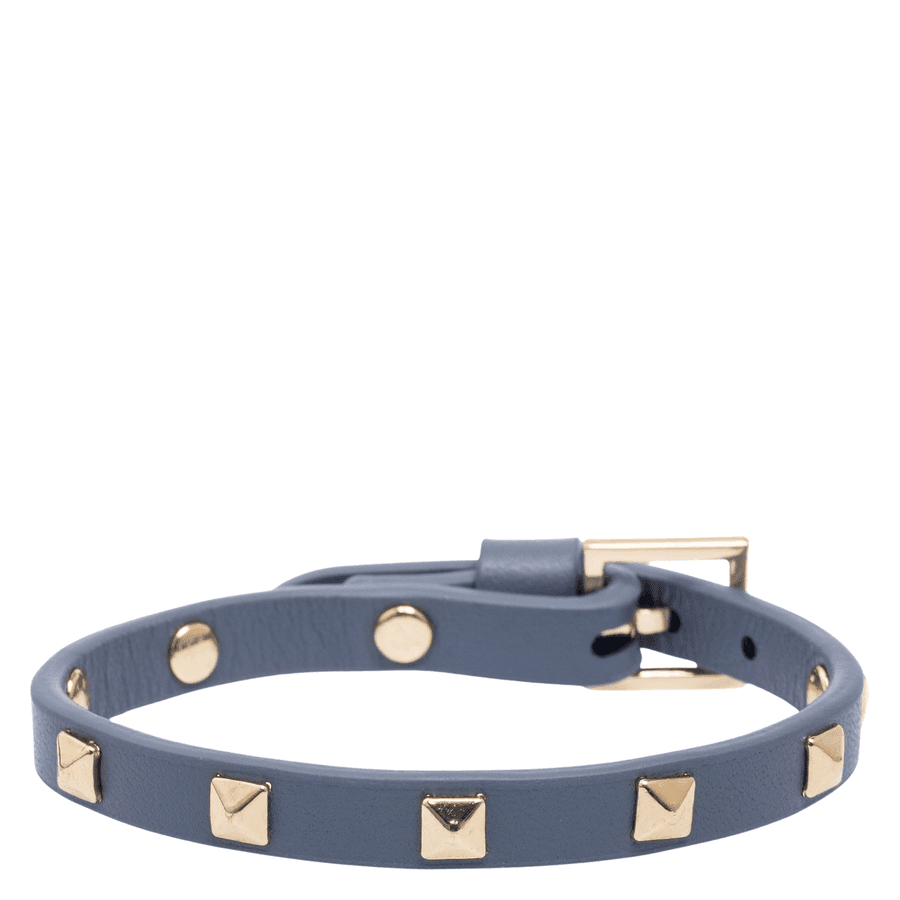 DARK Leather Stud Bracelet Mini Steel Blue