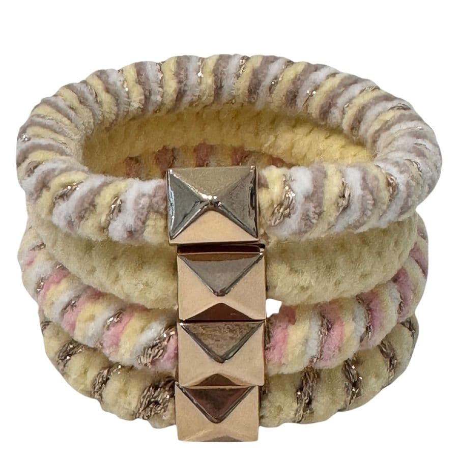 DARK Fluffy Fat Hair Tie With Gold Yellow Mix 4 kpl