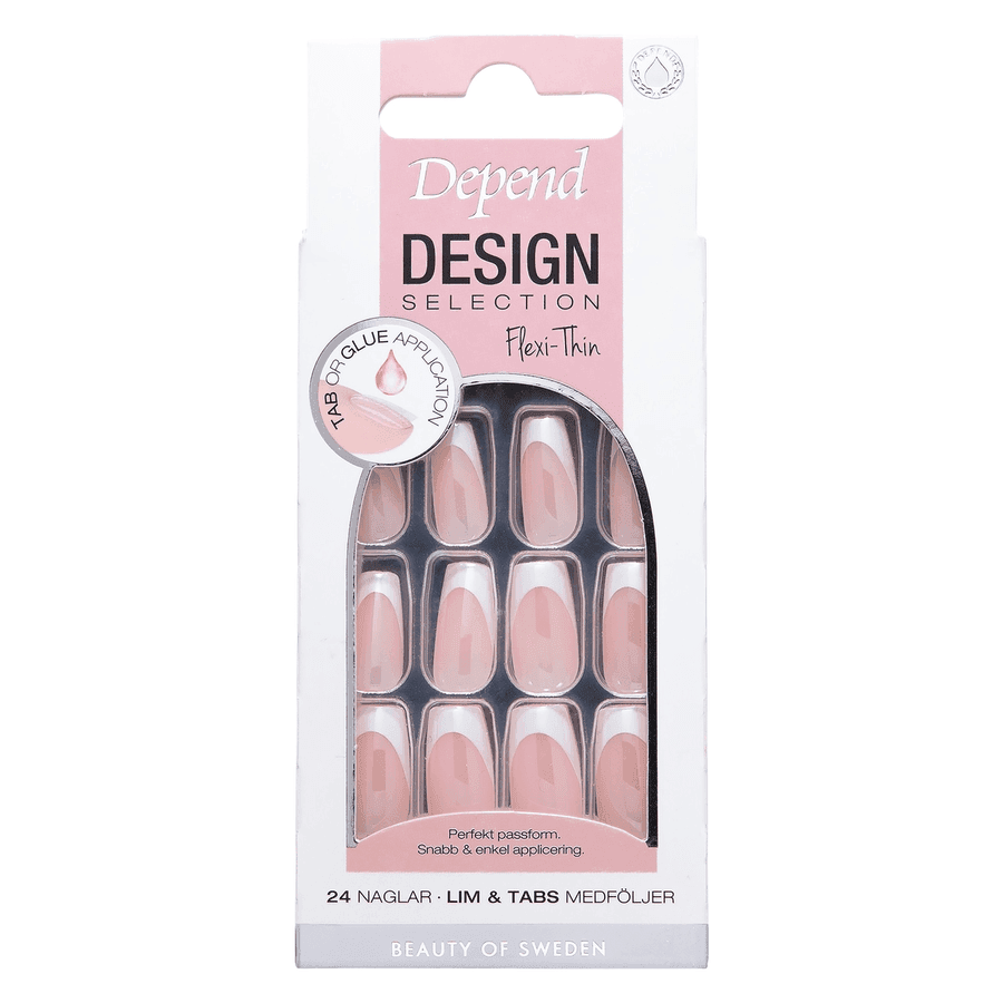 Depend Design Selection French White Chrome Short Coffin 1pcs