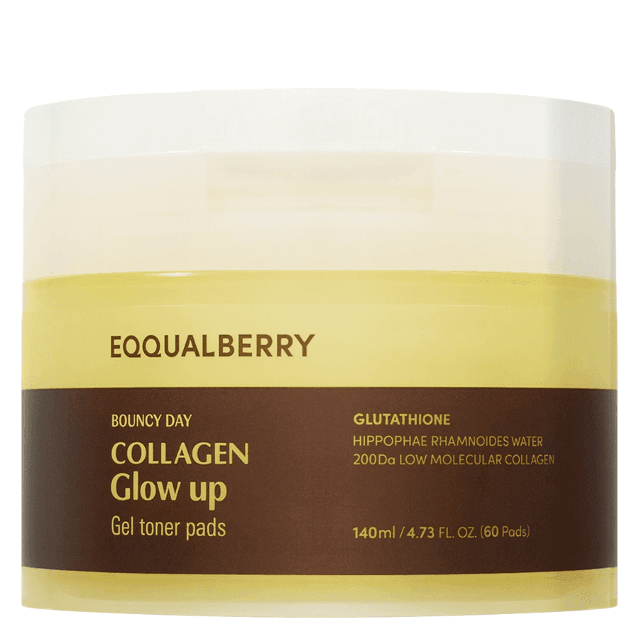 EQQUALBERRY Collagen Glow Up Gel Toner Pads 60pcs