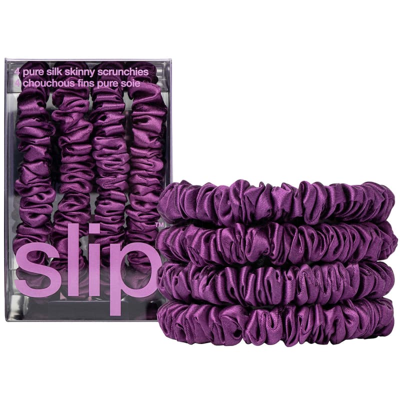 Slip Pure Silk Skinny Scrunchies Dark purple