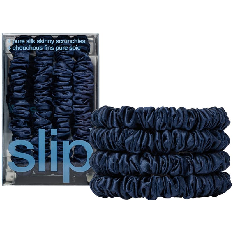 Slip Pure Silk Skinny Scrunchies Navy