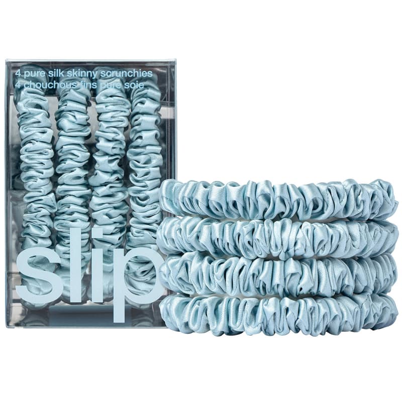 Slip Pure Silk Skinny Scrunchies Sky blue