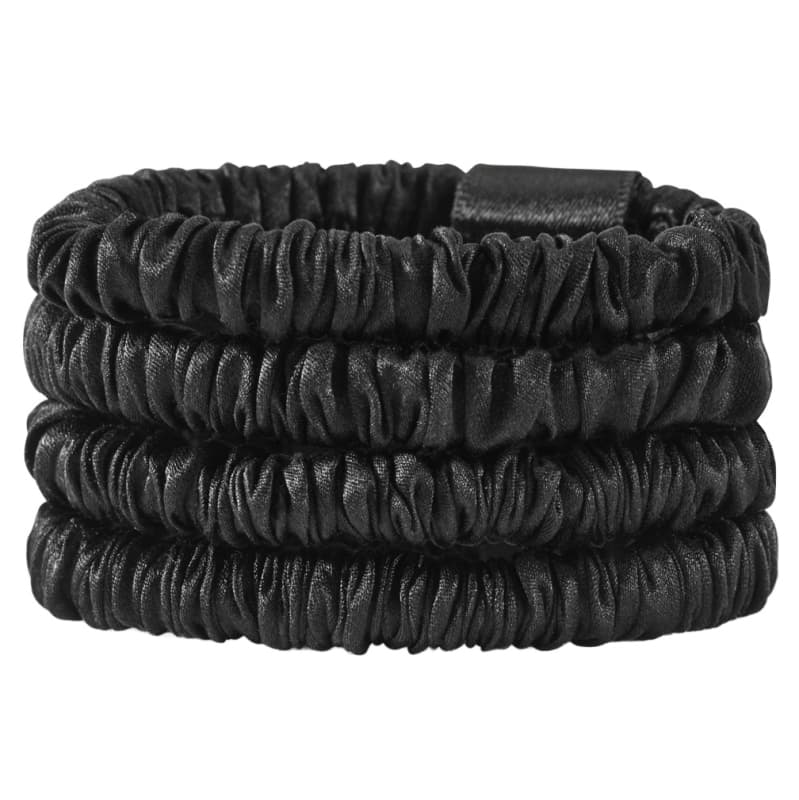 Lenoites Mulberry Silk Skinny Scrunchies Black