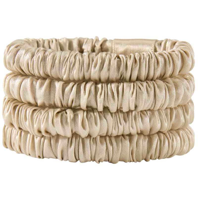 Lenoites Mulberry Silk Skinny Scrunchies Beige