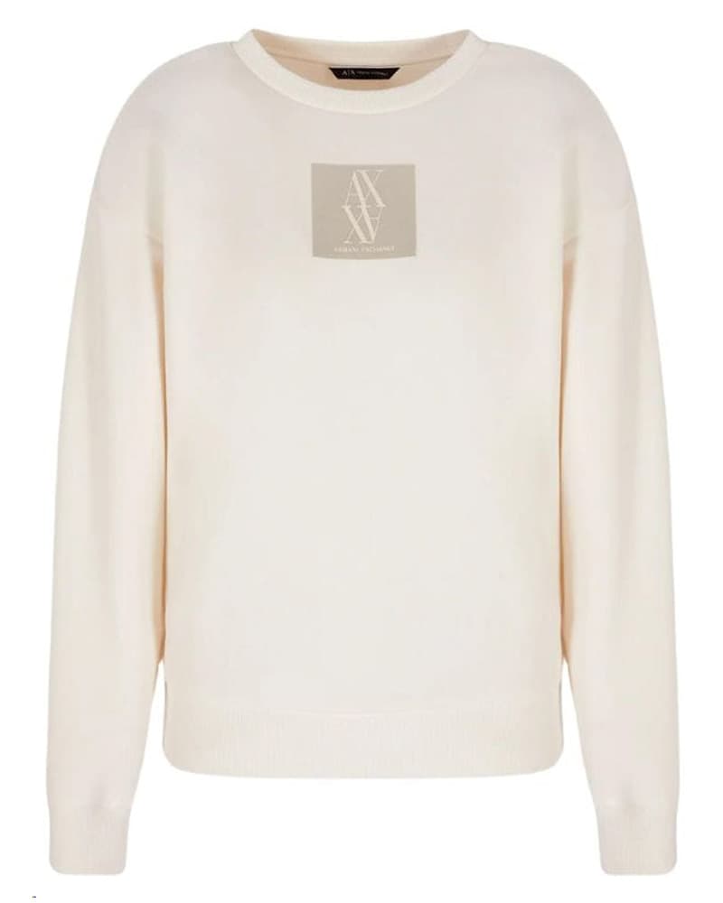 Armani Exchange Woman Logo Sweatshirt White Str. M