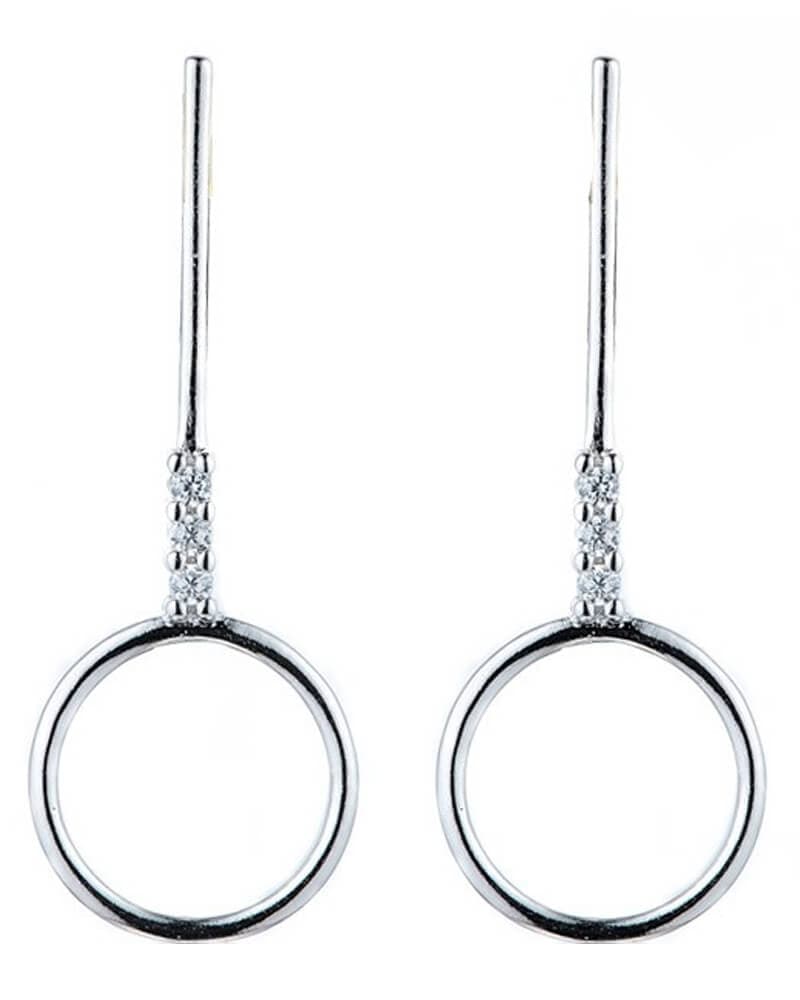 Everneed Daniella Lange Sølvfarvede Øreringe m. Cirkel (U)