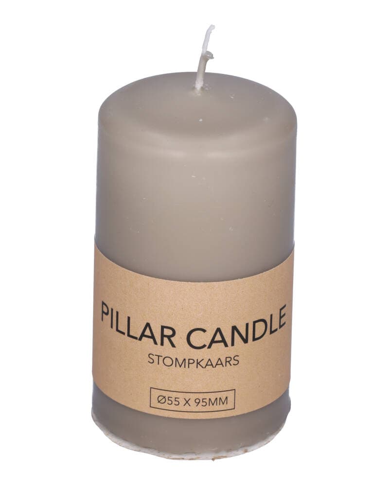 Excellent Houseware Pillar Candle Light Grey 55 x 95 mm