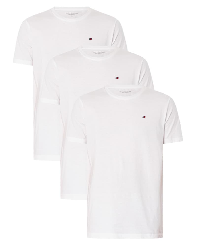 Tommy Hilfiger Cotton Crew Neck Tee 3-Pack Hvid Str. L 3 stk.