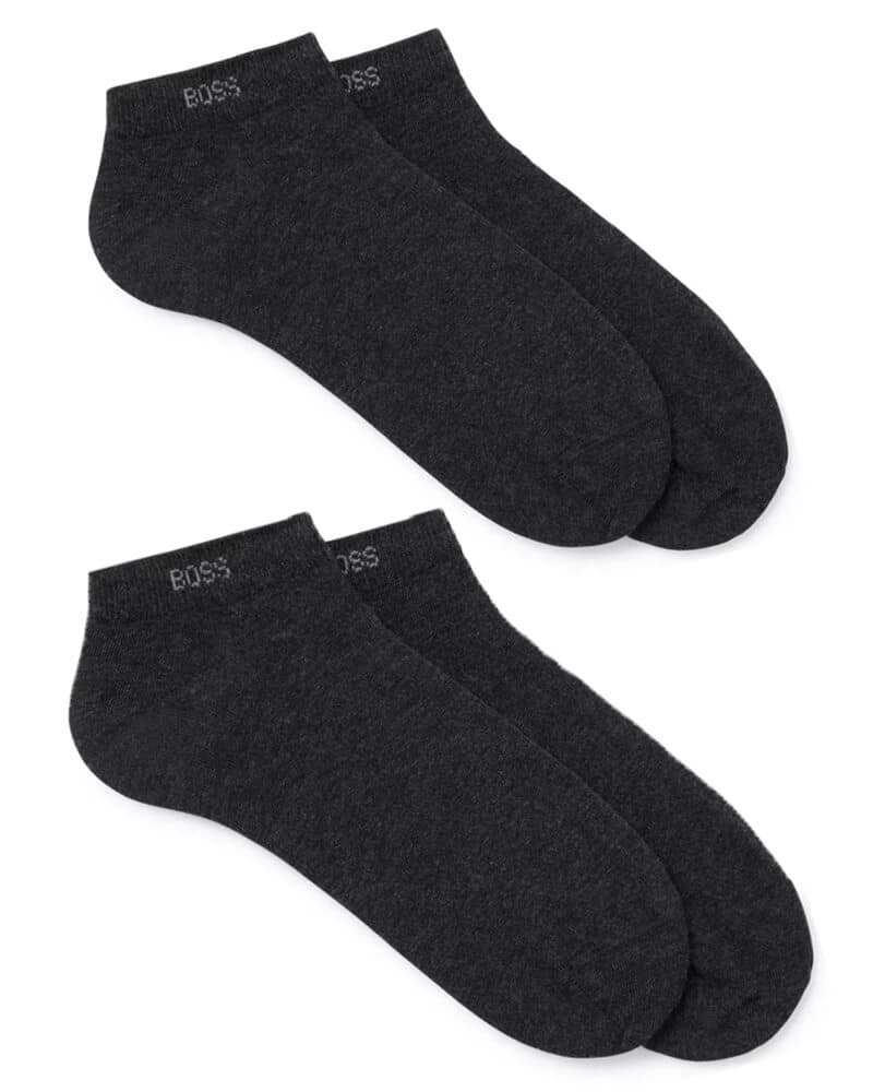 Boss Hugo Boss 2-pack Shoeliner Finest Soft Cotton Grey Str 43-46 2 stk.