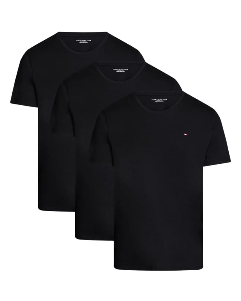 Tommy Hilfiger Cotton Crew Neck Tee 3-Pack Sort Str. L 3 stk.