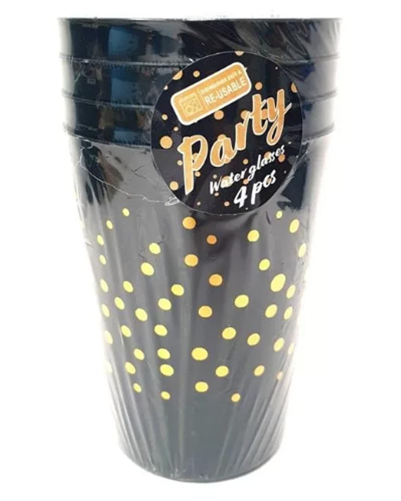 Excellent Houseware Water Glass Black 4 stk.