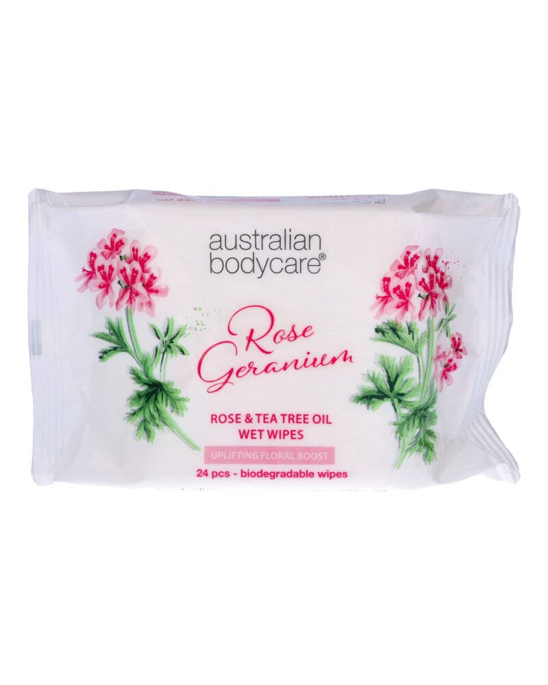 Australian Bodycare Rose & Tea Tree Oil Wet Wipes (U) 24 stk.
