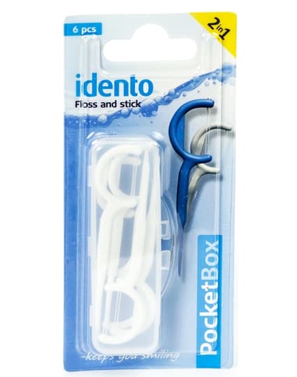 Idento Floss and Stick, TravelBox (hvid) (U) 6 stk.