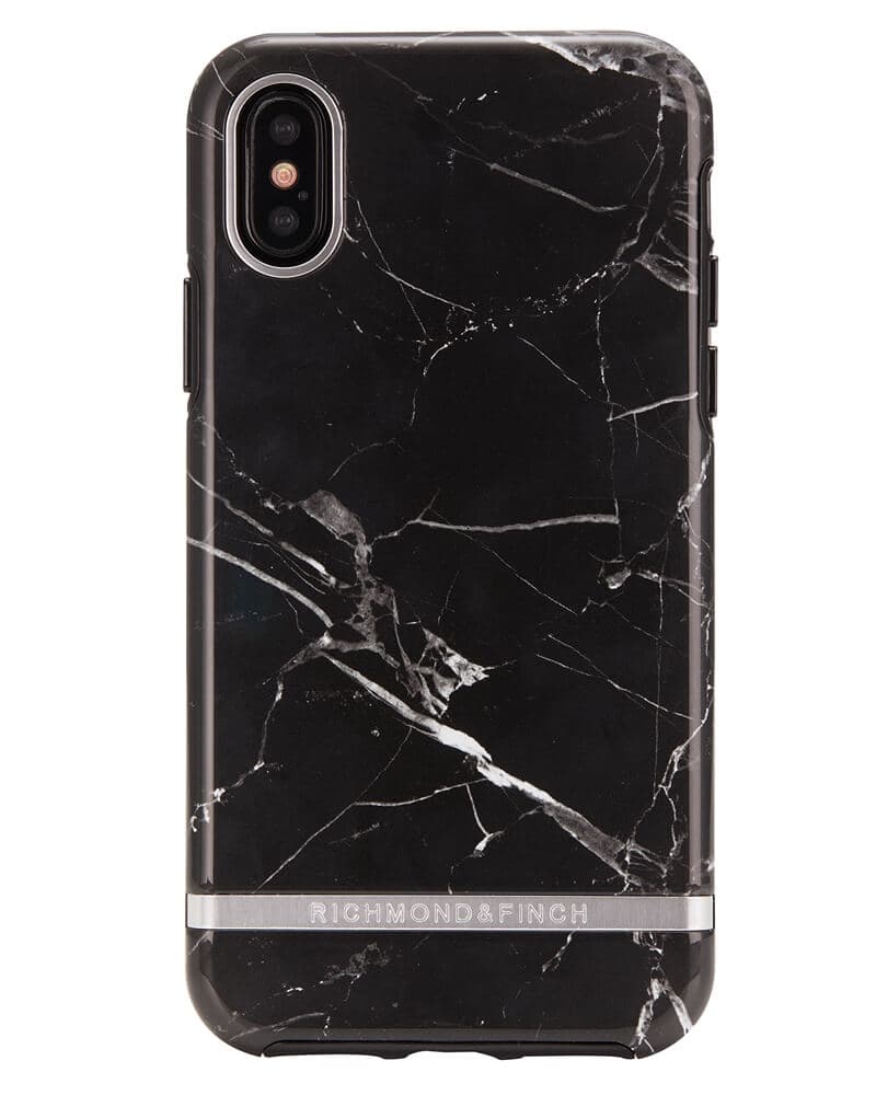 Richmond And Finch Black Marble - Silver iPhone X/Xs Cover