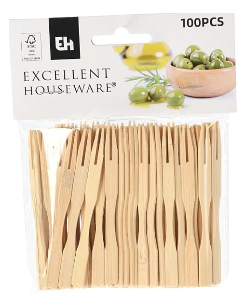 Excellent Houseware Bamboo Cocktail Forks 100 stk.