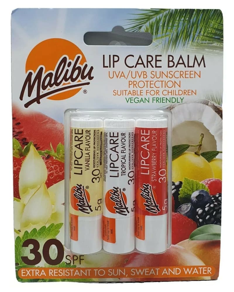 Malibu Lip Care Balm 30SPF (F) 4 g 3 stk.