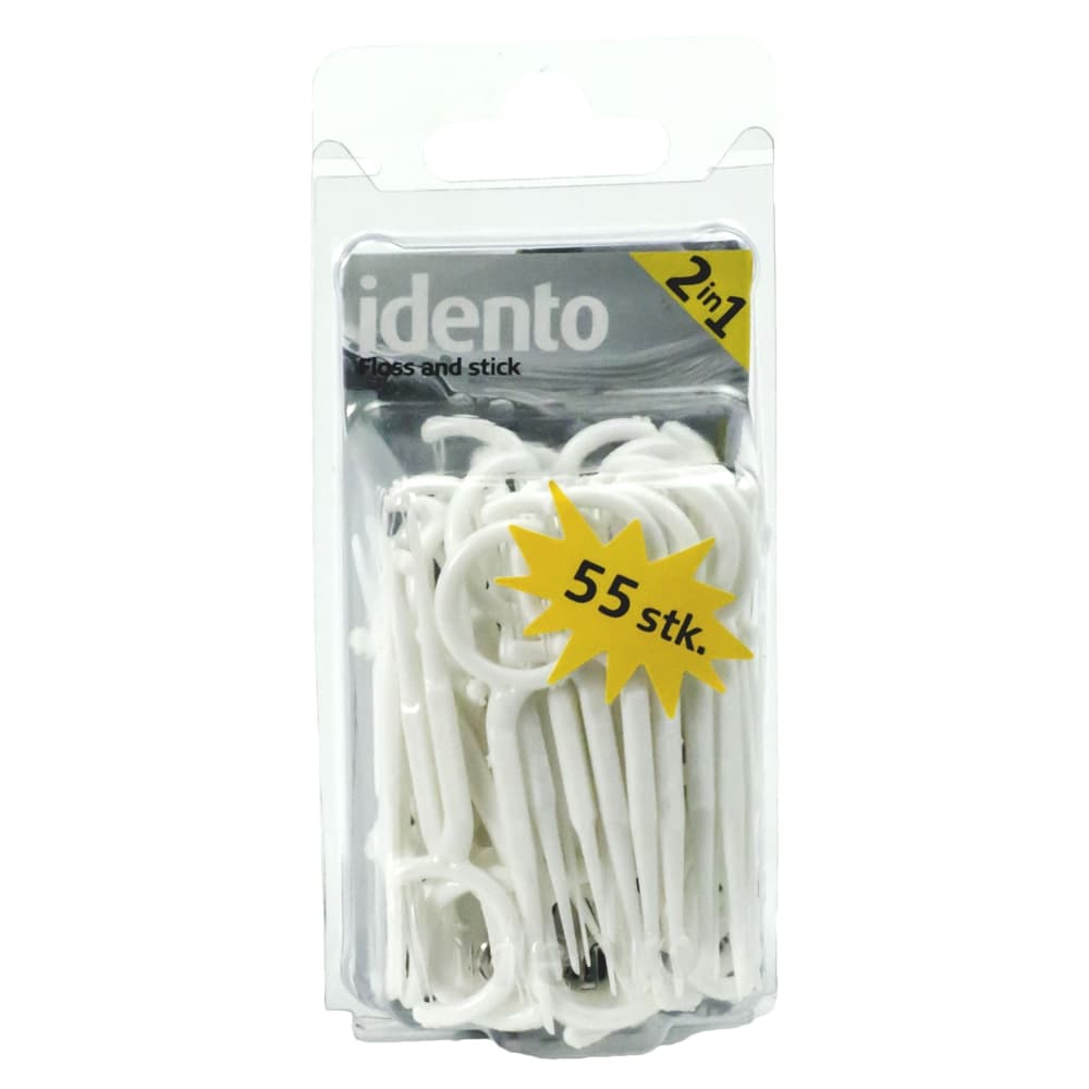 Idento Floss and Stick 2 in 1 Hvid (Assorted) 55 stk.