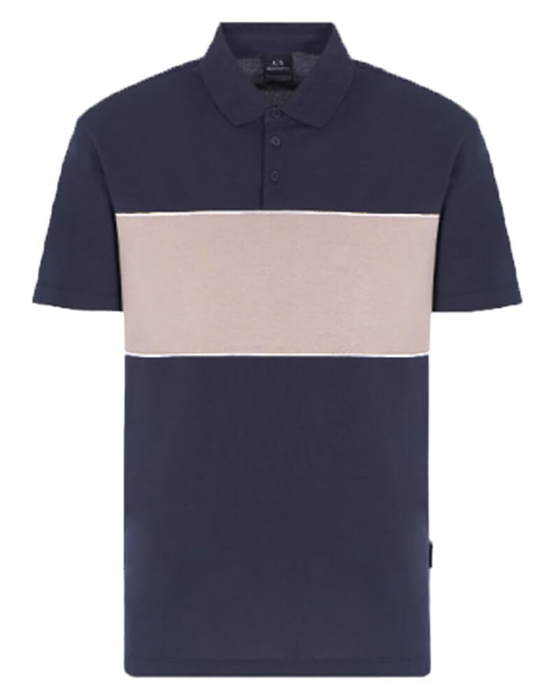 Armani Exchange Men Polo Shirt Navy/Beige L