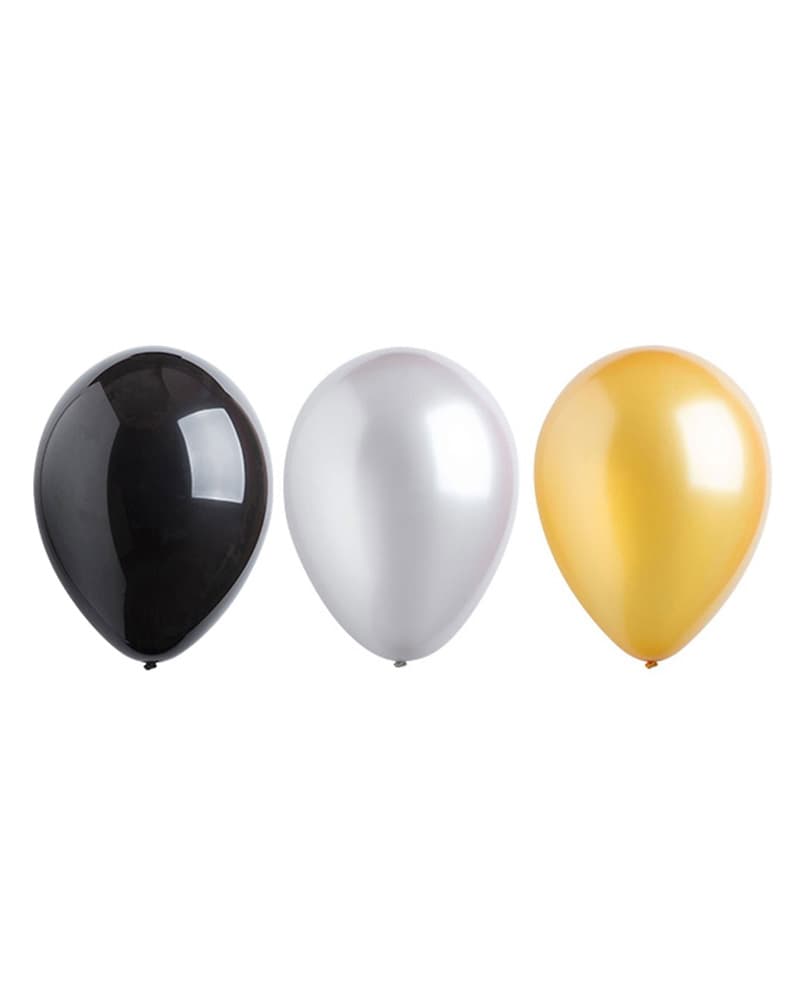 Excellent Houseware Balloons Gold Silver And Black 10 stk.