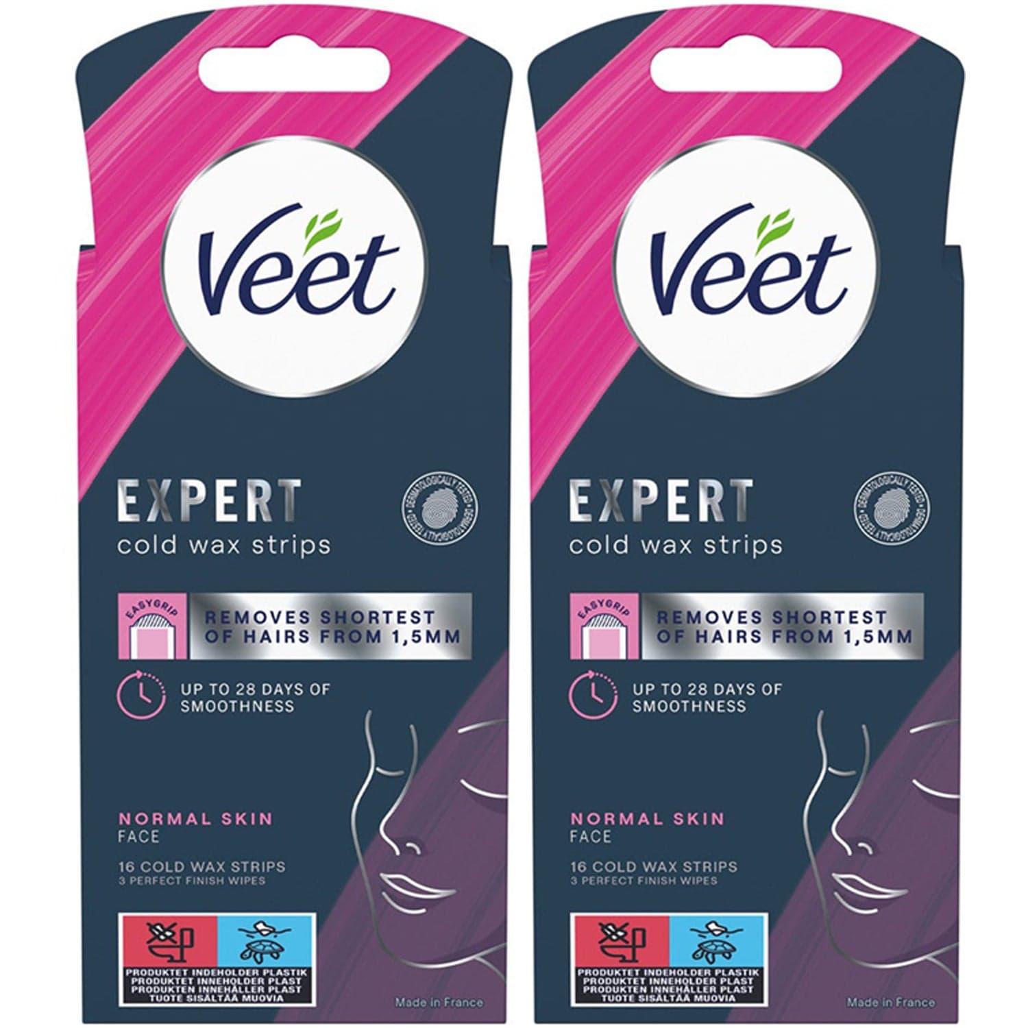 Veet Cold Wax Strips Face Duo 16Pcs