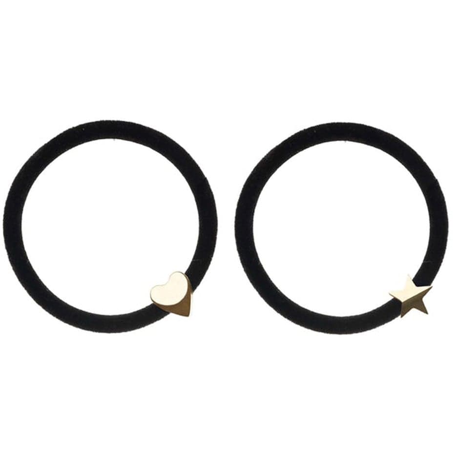 Dark 2 Pk Velvet Hair Tie Black W/Gold - 1 pcs