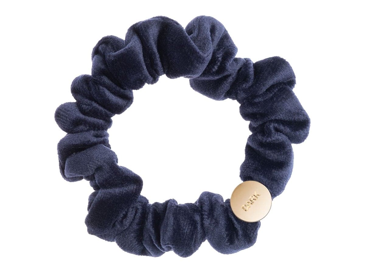 Dark Mini Velvet Scrunchie Hair Braid Navy Blue - 1 pcs