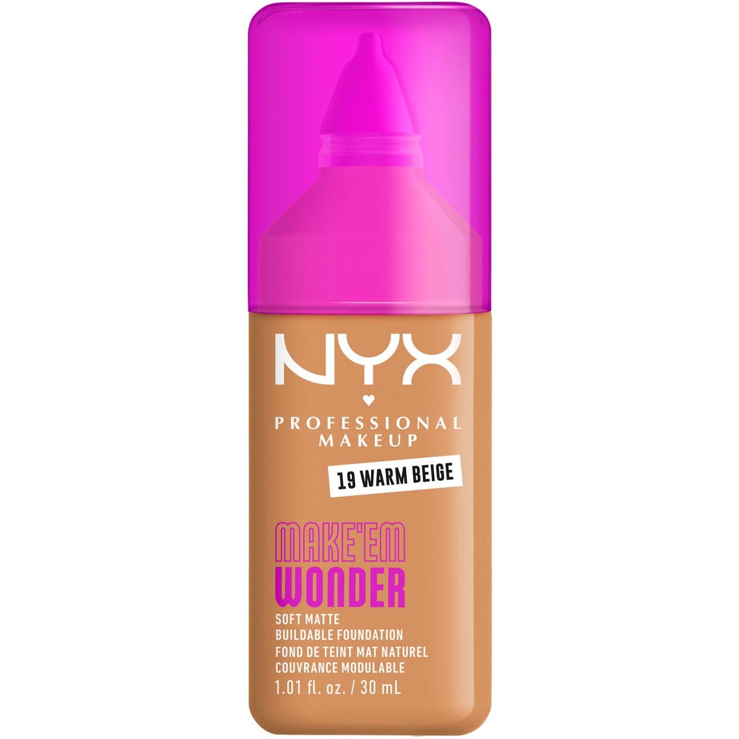 NYX Professional Makeup Make Em Wonder Foundation 19 Warm Beige - 30 ml